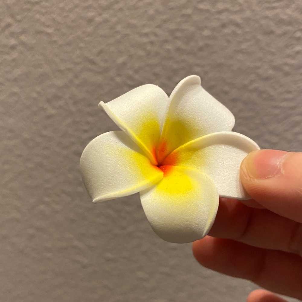 White and Yellow Plumeria Hair Clip